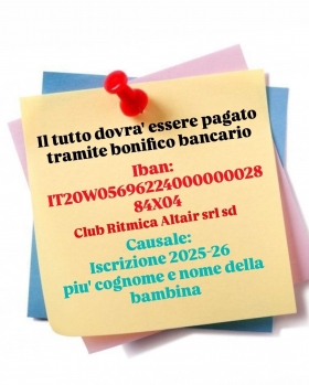 ORARI CORSO,REGOLAMENTO SCUOLA ,PAGAMENTI - Ritmica VCO - Club Altair