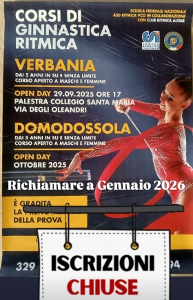 ISCRIZIONI 2025-2026 CHIUSE! - Ritmica VCO - Club Altair